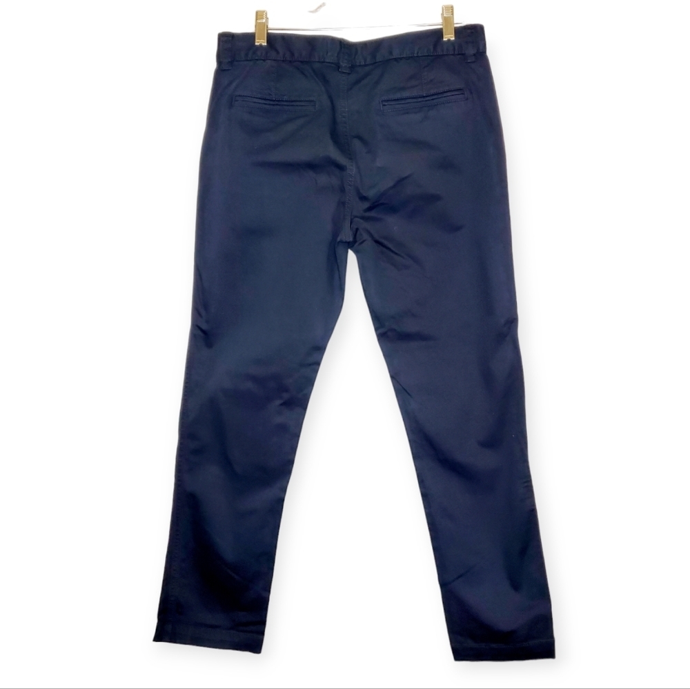 Pinstripe Cropped Slim Pants - Navy - Picture 3 of 12